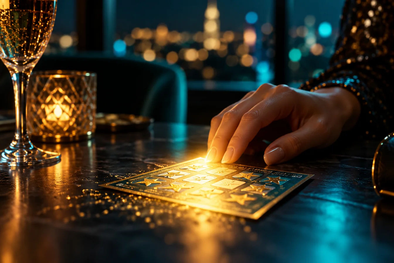 A lottery ticket on a kitchen table in warm evening light